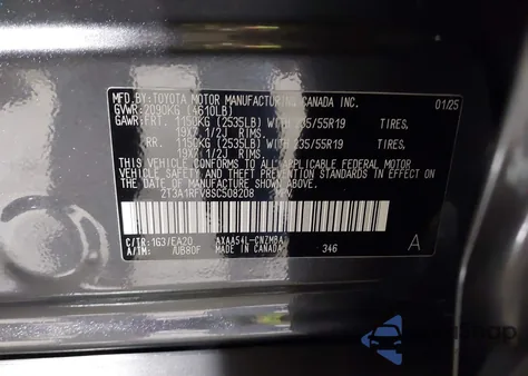 2025 Toyota Rav4 Xle Premium from USA, damaged, VIN 2T3A1RFV8SC508208